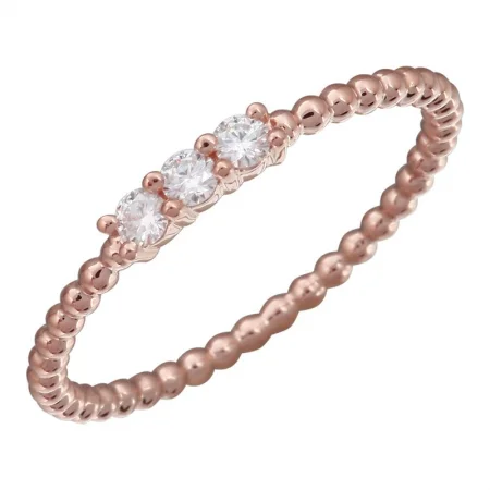 Diamond Rings-14K Rose Gold Diamond Beaded Ring