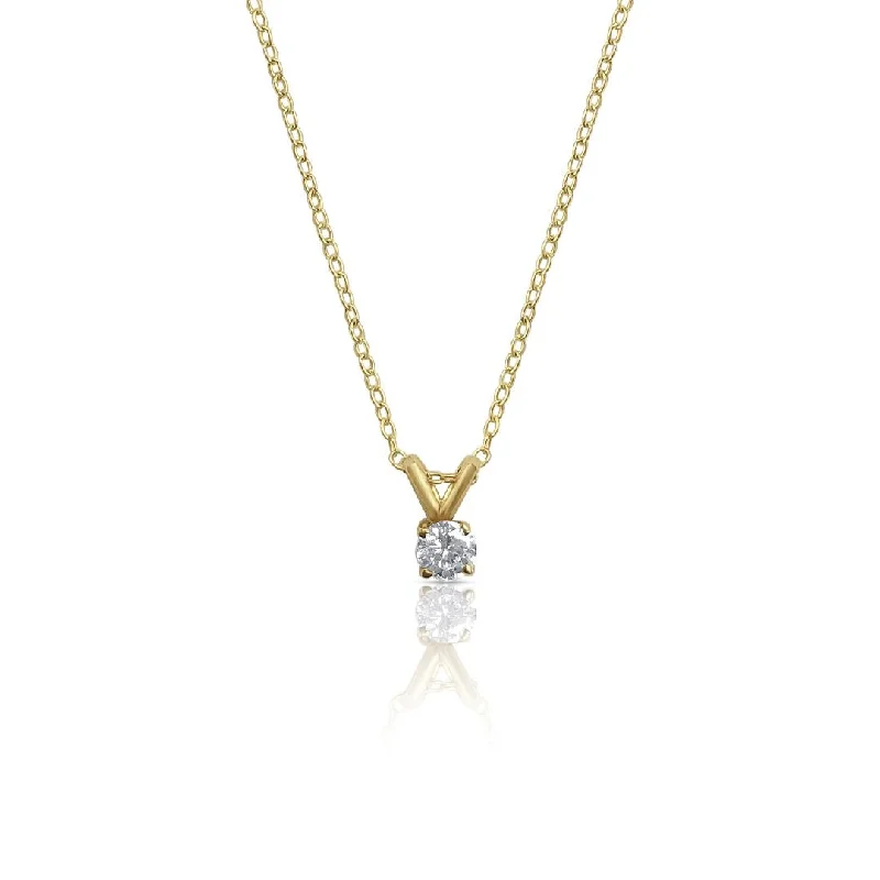 Elegant Pendant Necklaces-14 Yellow Gold Solitaire Diamond Estate Pendant