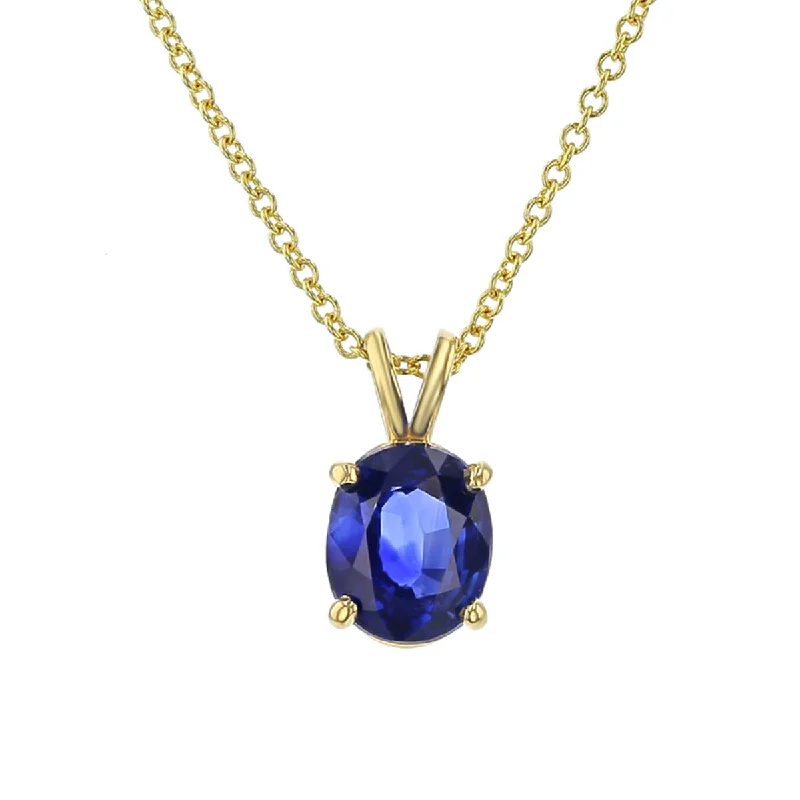 High-quality Silver Necklaces-18K Yellow Gold Sapphire Solitaire Pendant Necklace