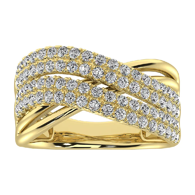 Handcrafted Rings-14K Yellow Gold 1 Ct.Tw. Diamond Crossover Ring