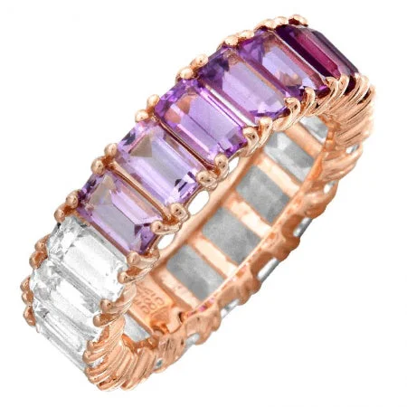 Tungsten Rings-14K Rose Gold Purple Ombre Gemstone Ring