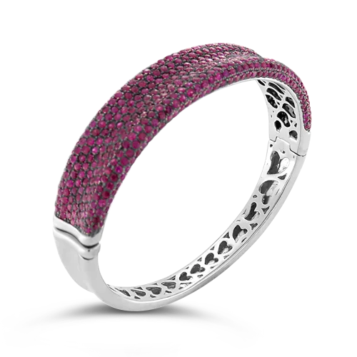 Slim Silver Bangles-Ruby Bangle Bracelet