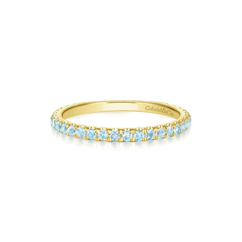 Gold Engagement Rings-14K Yellow Gold Sky Blue Topaz Band