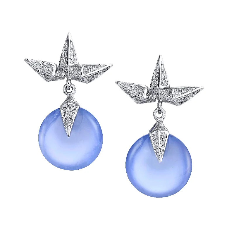 Holiday Earrings-Blue Chalcedony Star Earrings