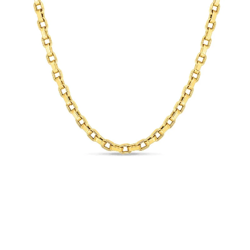 Gem Pendant Necklaces-18K Yellow Gold 22 Inch Square Link Chain Necklace