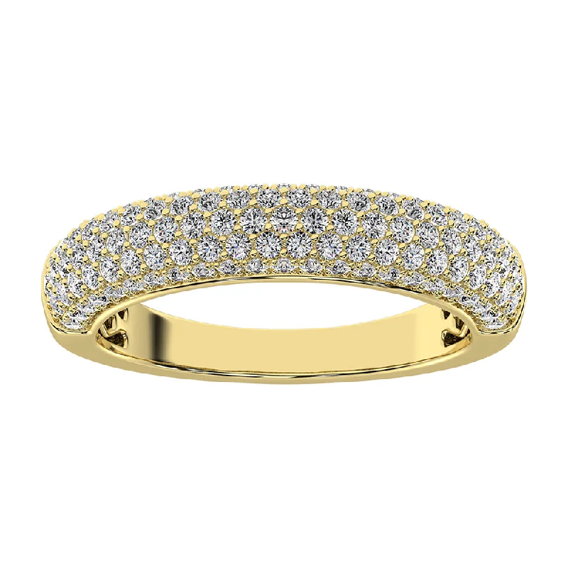 Titanium Wedding Bands-14K Yellow Gold 3/4 Ct.Tw. Diamond Pave Set Fashion Band