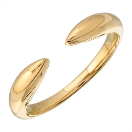 Gemstone Wedding Rings-14K Yellow Gold Tapered Open Cuff Ring