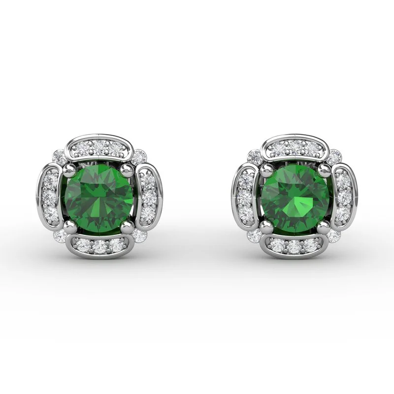 Gemstone Earrings-Vintage Channel Setting Stud Earrings ER1570E