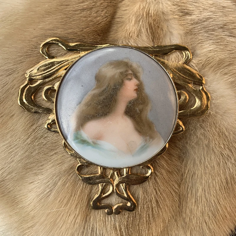 Silk Flower Brooch-Art Nouveau Style Cameo brooch