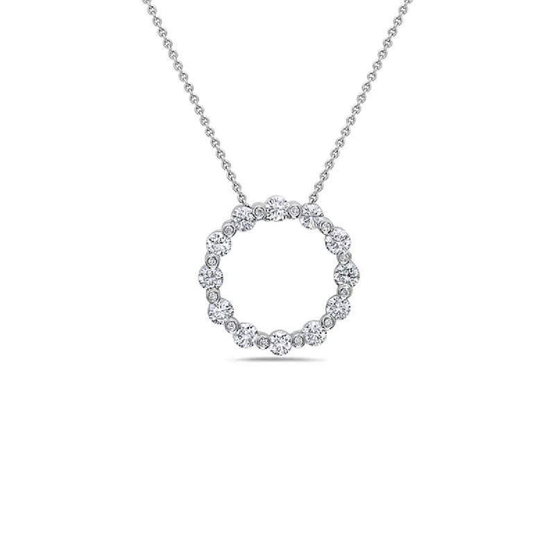 Handcrafted Pendant Necklaces-Circle Diamond Pendant Necklace