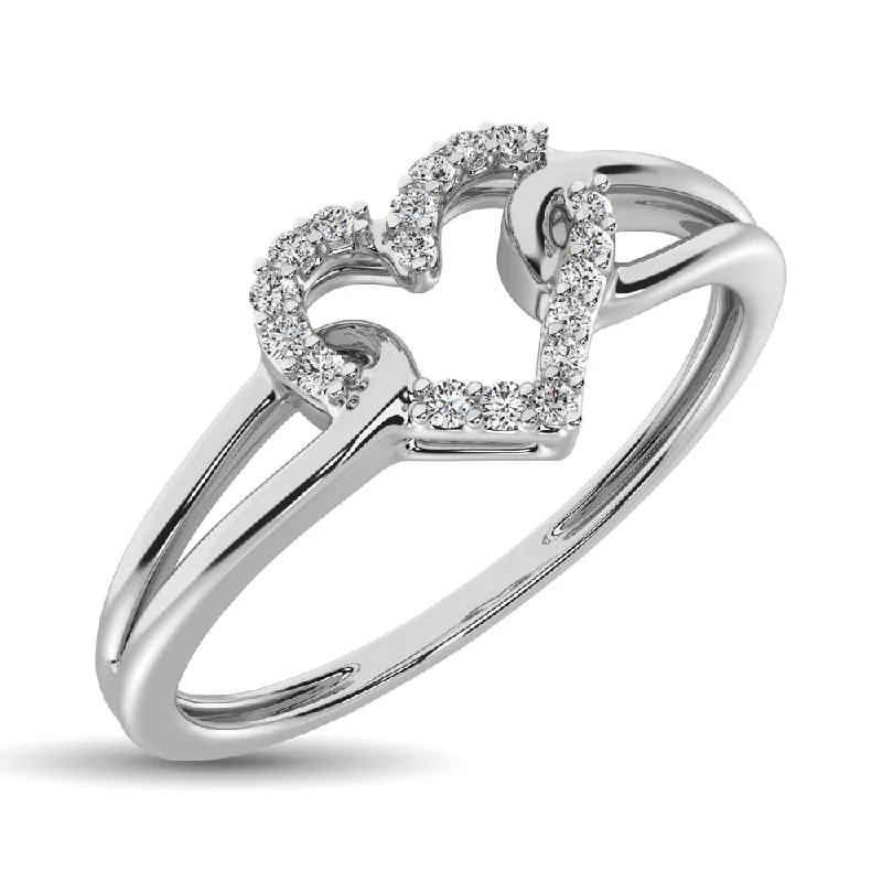 Dainty Engagement Rings-10K White Gold 1/20 Ctw Diamond Heart Ring