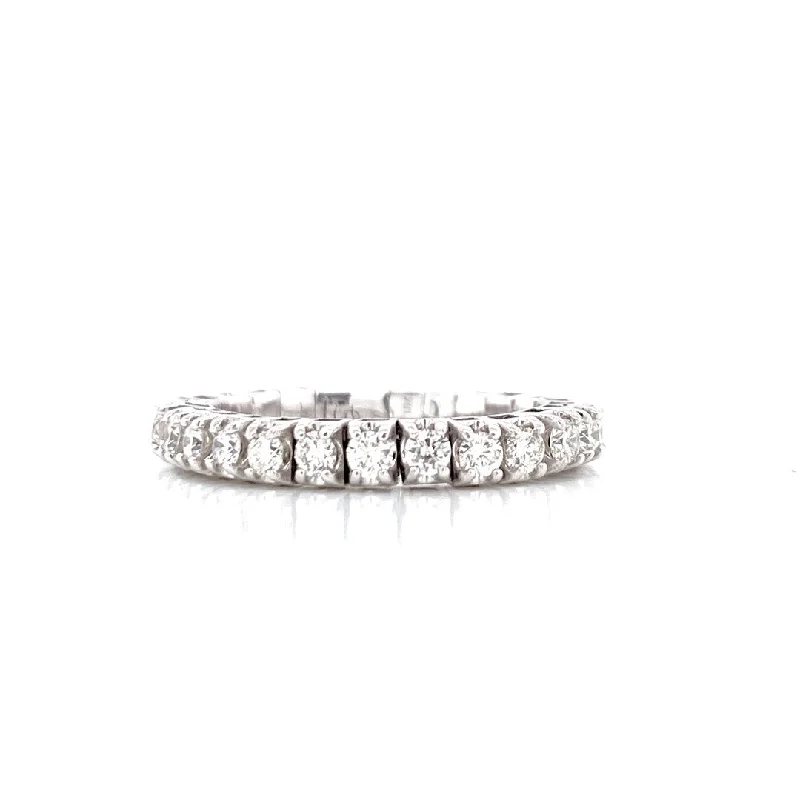 Wedding Ring Sets for Women-14K White Gold 1.00CT Diamond Stretch Eternity Band