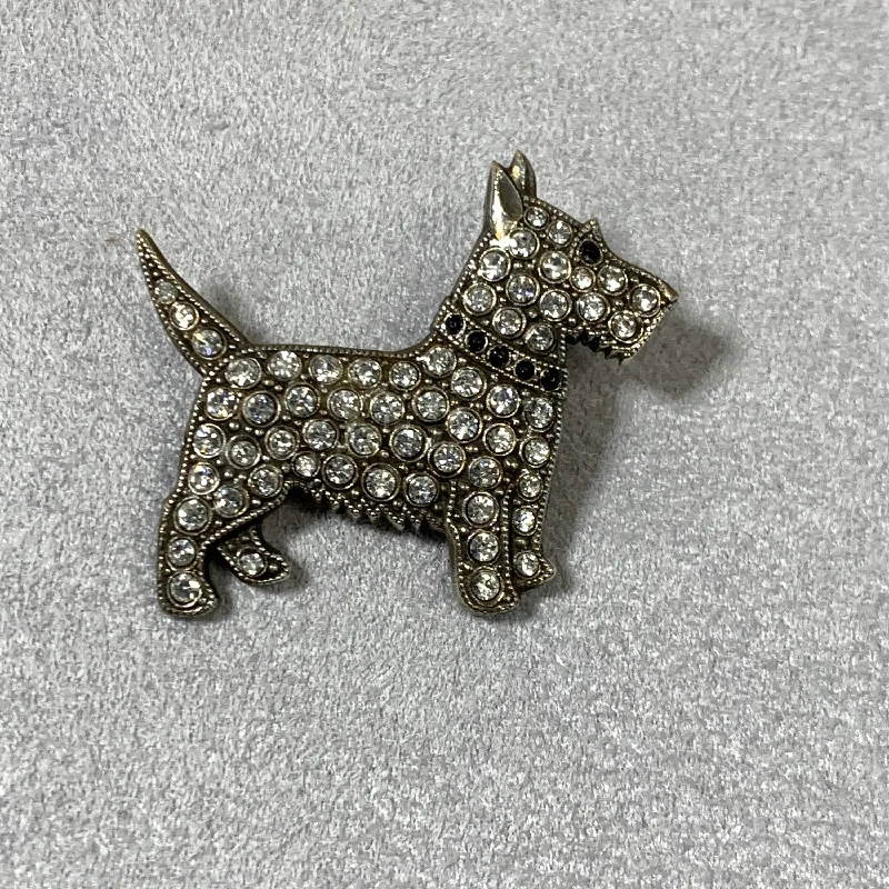 Silver Brooch for Women-Scotty dog brooch crystal