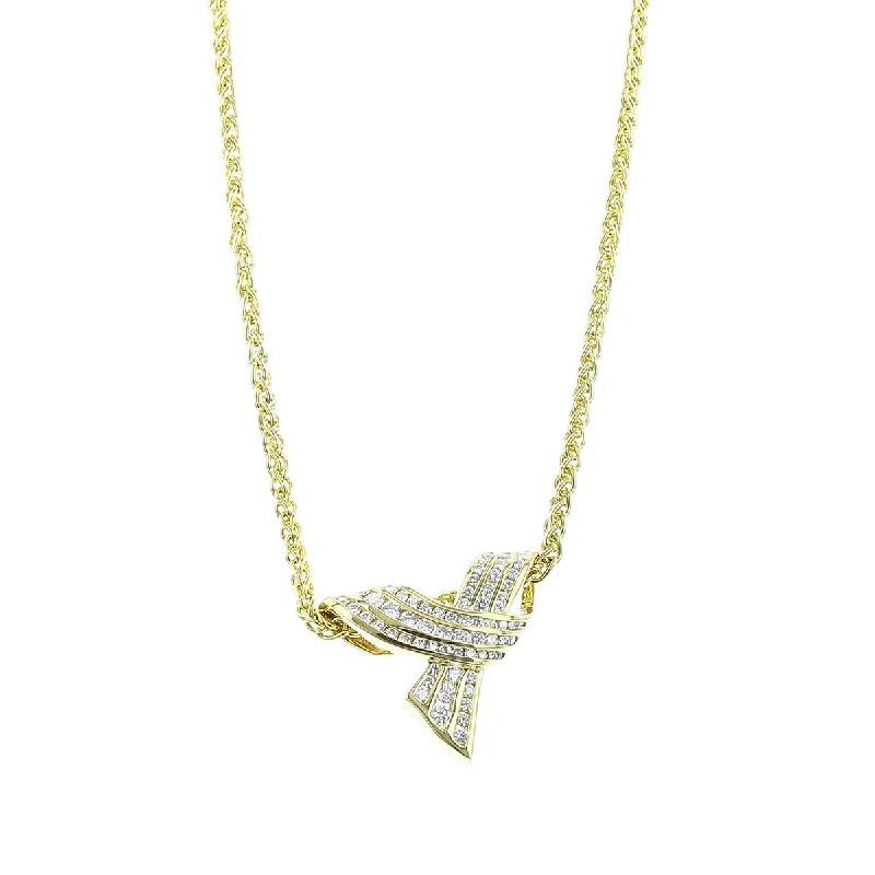 Customizable Pendant Necklaces-Charles Krypell 18K Yellow Gold Diamond Necklace