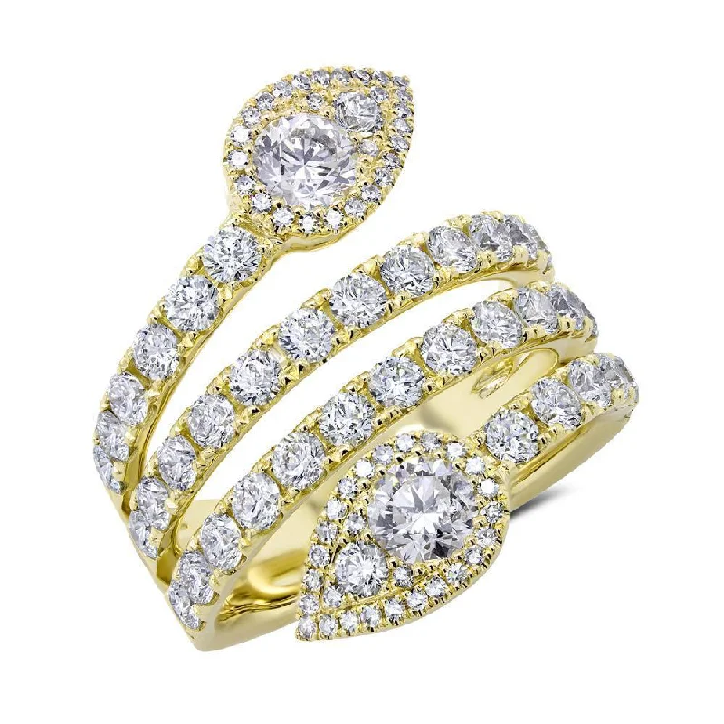 Pink Diamond Rings-14K Yellow Gold Diamond Wrap Pear Shape Ring