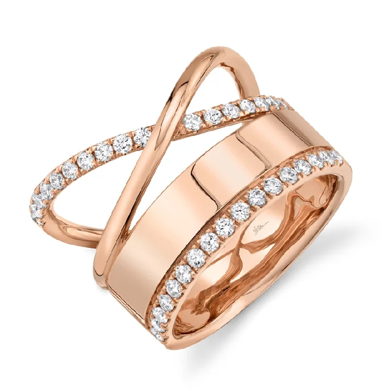 Silver Infinity Rings-14K Rose Gold Diamond Polished Crossover Ring