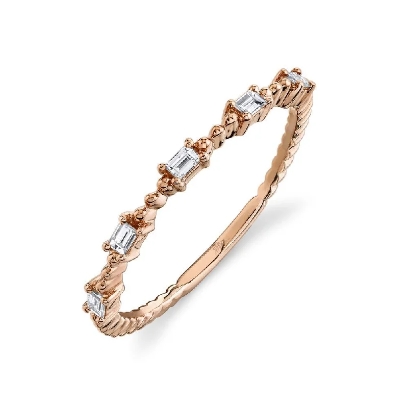 Wedding Rings-14K Rose Gold Diamond Baguette Band