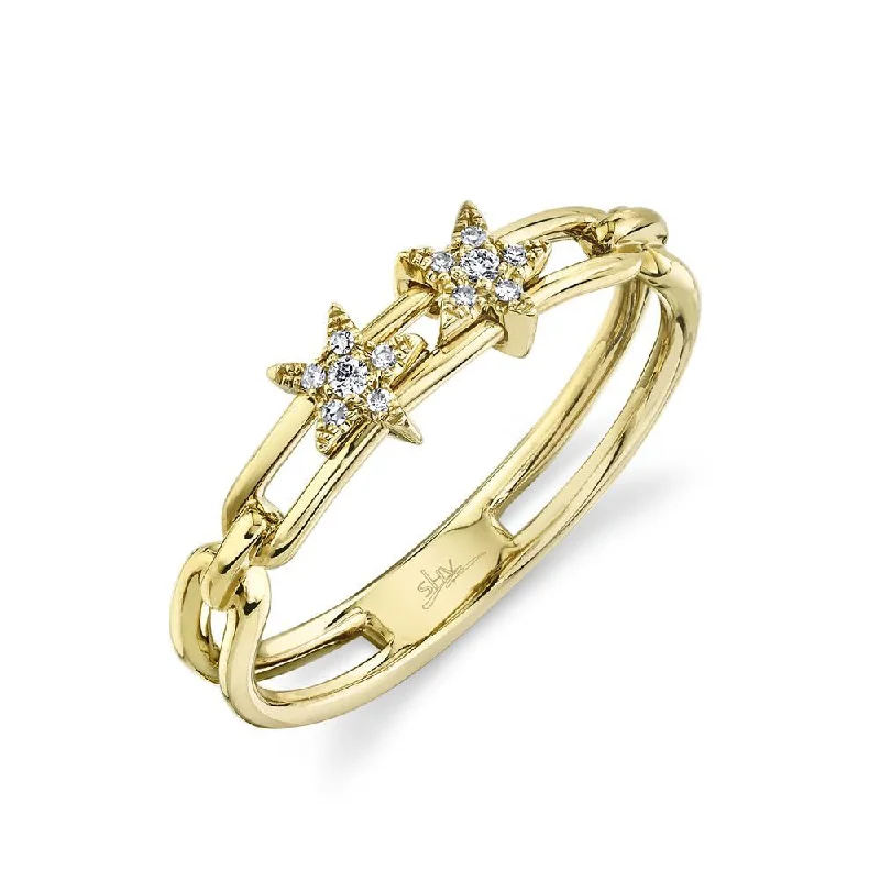 Wedding Rings with Colored Stones-14K Yellow Gold Diamond Star Slider Ring