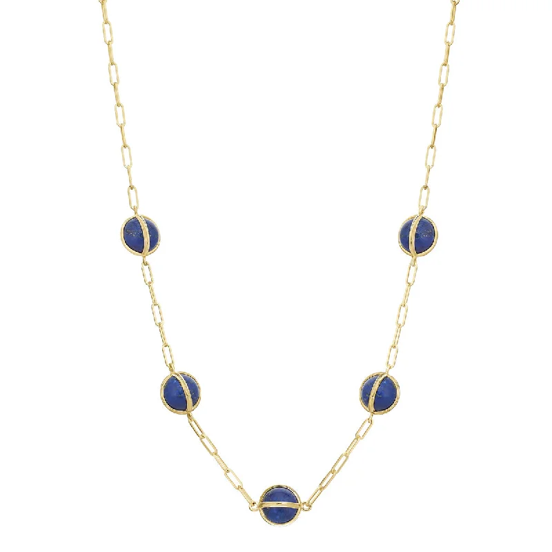 Colorful Pendant Necklaces-Celest Lapis Lazuli 18-Inch Paperclip Chain Necklace