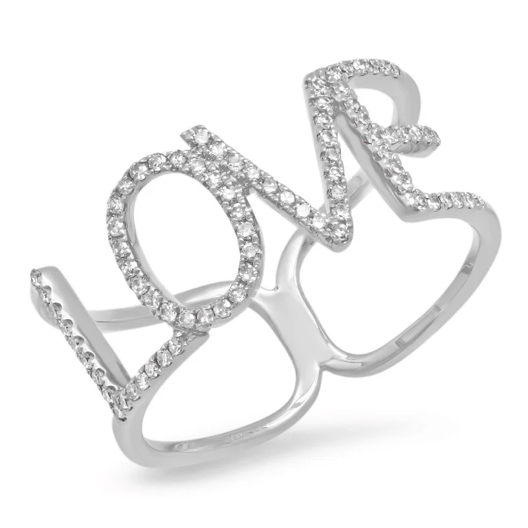 Bridal Ring Sets-14K White Gold Diamond “LOVE” Ring