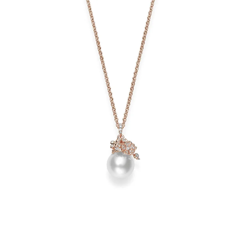 Moonstone Necklaces-Cherry Blossom Pendant Necklace in Pink Gold