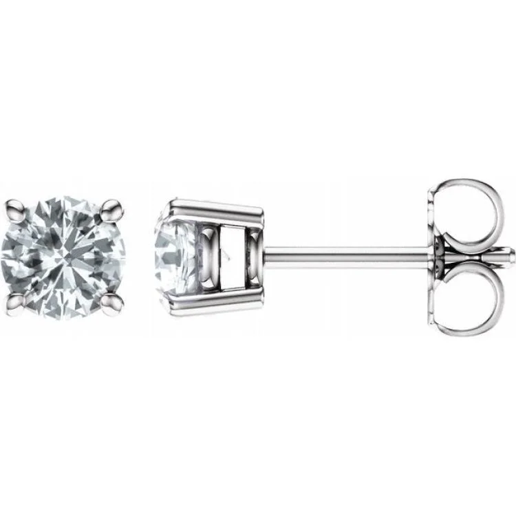 Sophisticated Earrings-14K White 5 mm Natural White Sapphire Stud Earrings