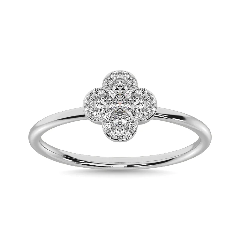 Diamond Cluster Rings-Diamond 1/4 ct tw Clover Ring in 14K White Gold