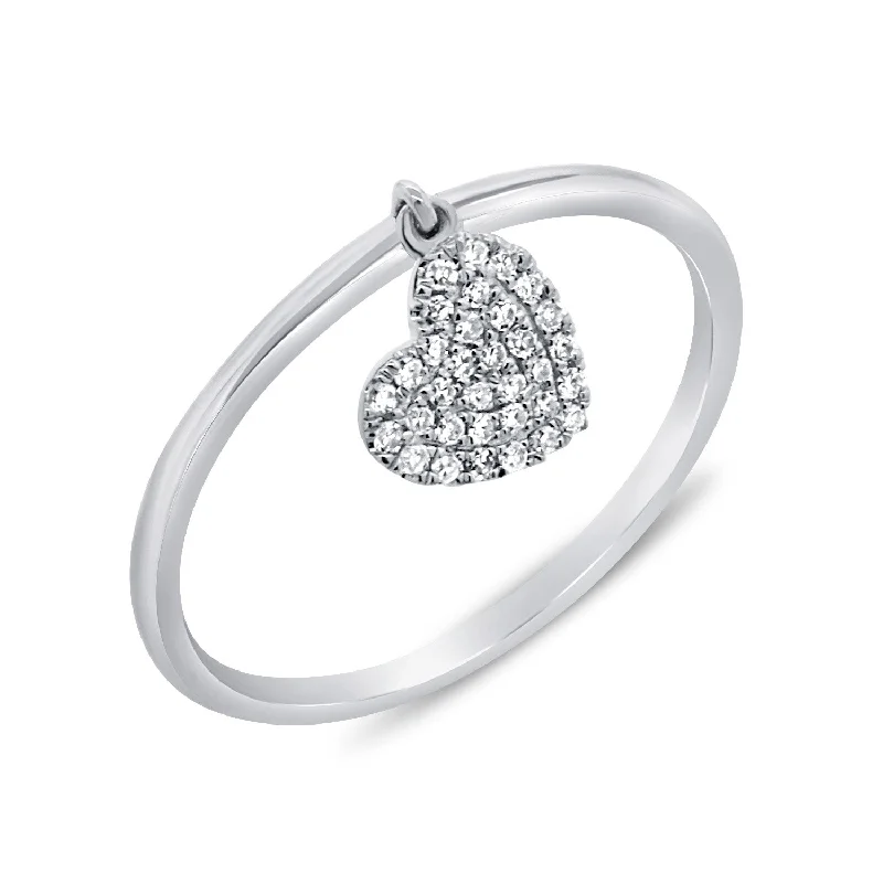 Promise Rings-14K White Gold Diamond Pave Dangle Heart Ring