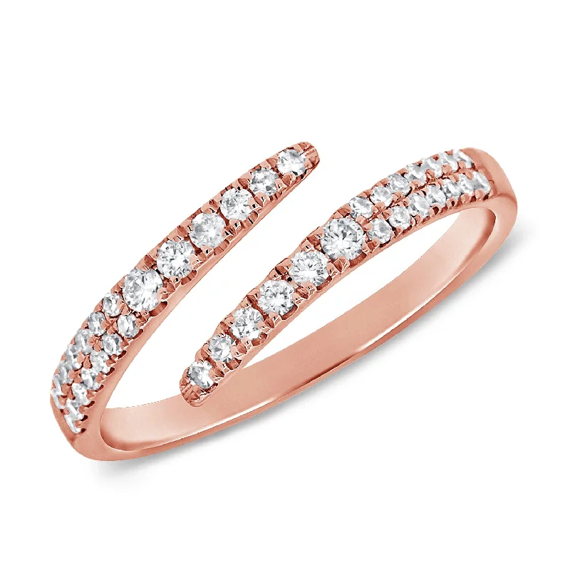 Statement Diamond Rings-14K Rose Gold Diamond Bypass Ring