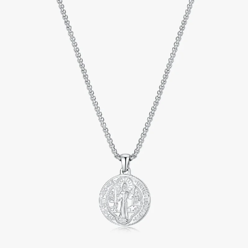 Silver Bar Pendant Necklaces-Coin Necklace in Silver (Unisex)