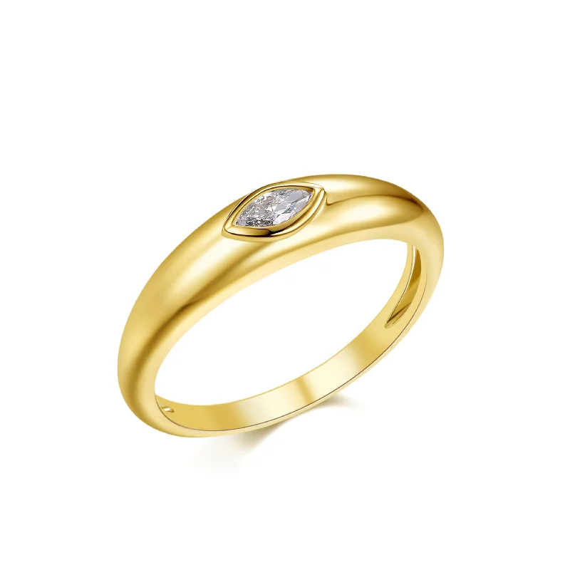 Silver Wedding Band Sets-14K Yellow Gold Marquise Diamond High Polished Ring