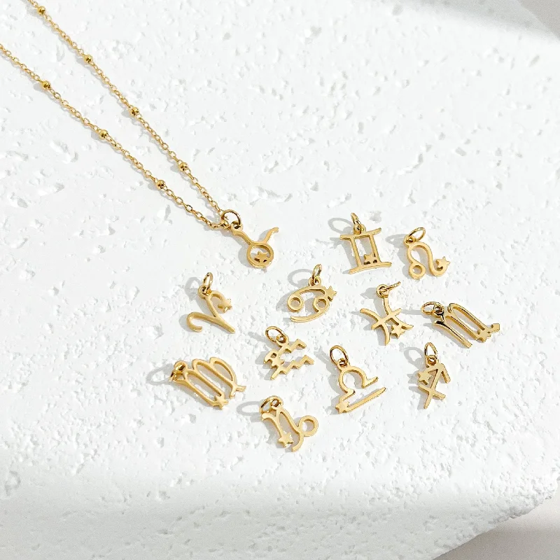 Multi-stone Necklaces-Dainty Zodiac Gold Necklace