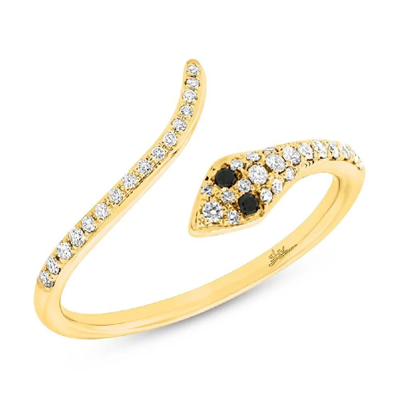 Halo Engagement Rings-14K Yellow Gold Diamond Snake Ring