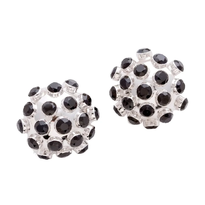 Ethnic Earrings-Sphere Earrings with Black Sapphires