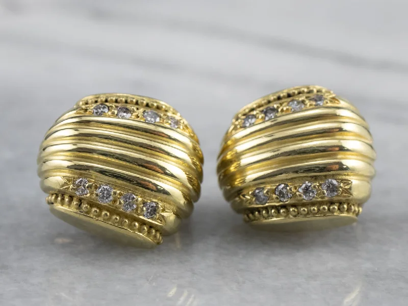 Women’s Earrings-Diamond 18K Gold Stud Earrings