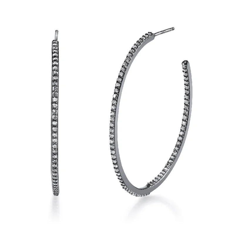 Custom Hoop Earrings-Inside Out Diamond Hoop Earrings  E0000214