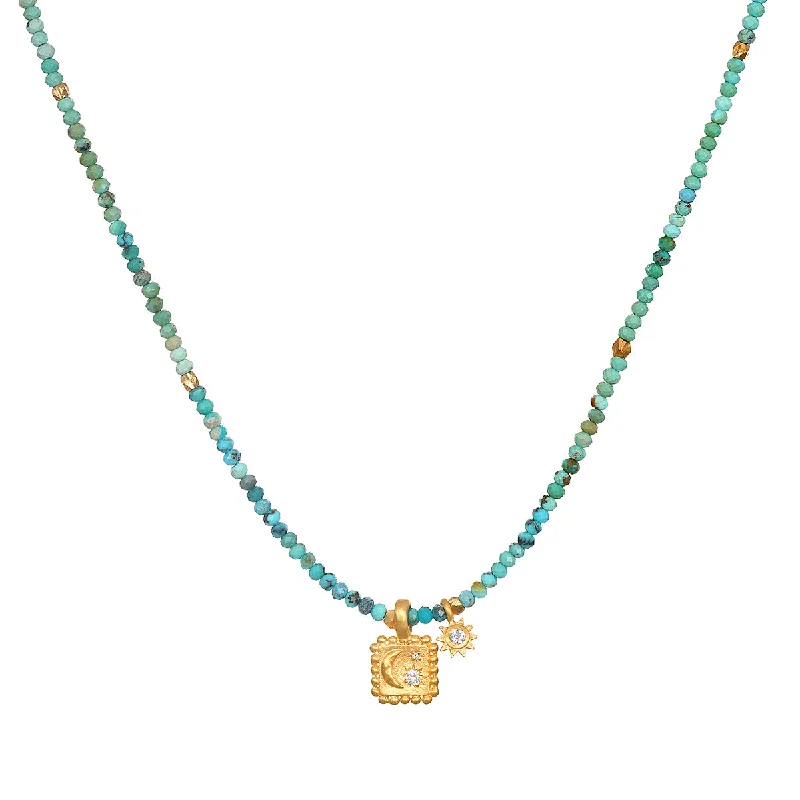 Twisted Gold Necklaces-Astral Beauty Turquoise Celestial Necklace