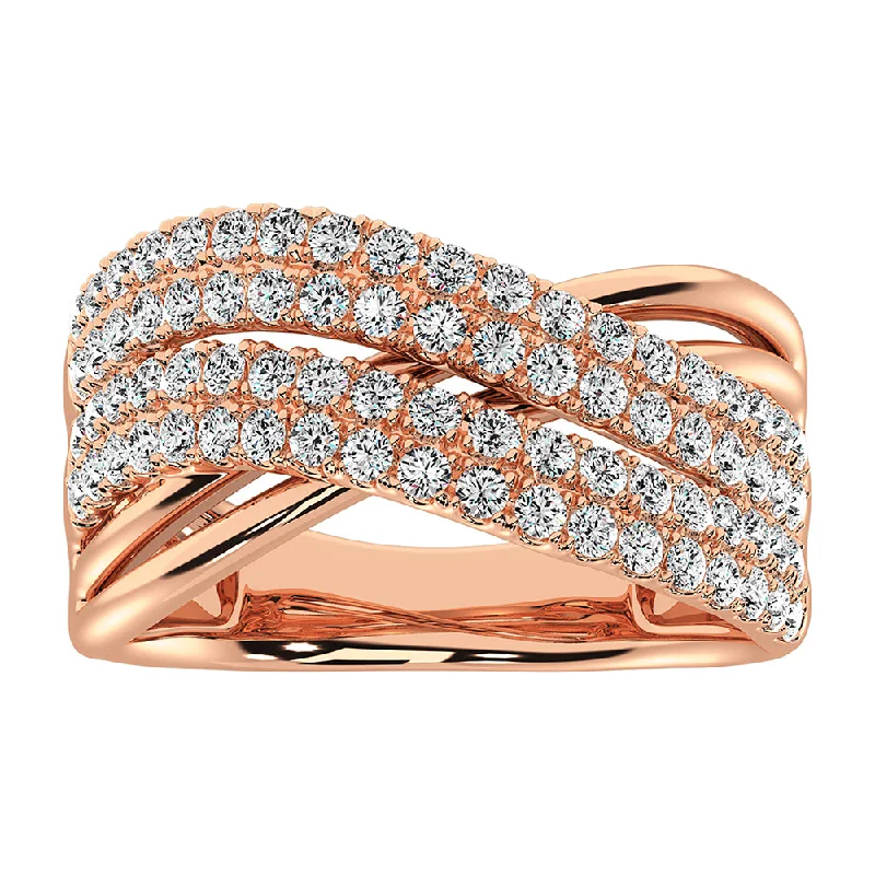 Custom Wedding Ring Sets-14K Rose Gold 1 Ct.Tw. Diamond Crossover Ring