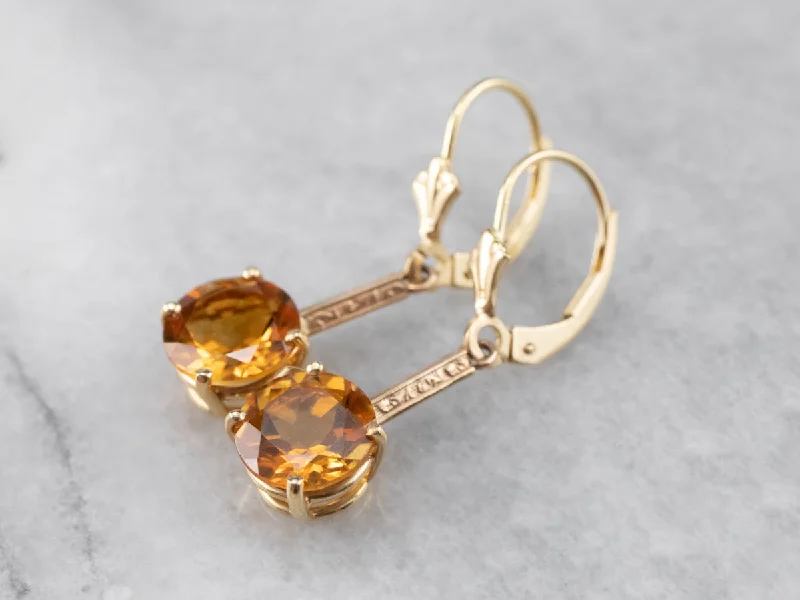 Summer Earrings-Citrine and Gold Drop Earrings