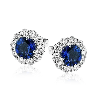 Luxe Earrings-Tempera Sapphire Stud Earrings in 18k Gold with Diamonds ME2077