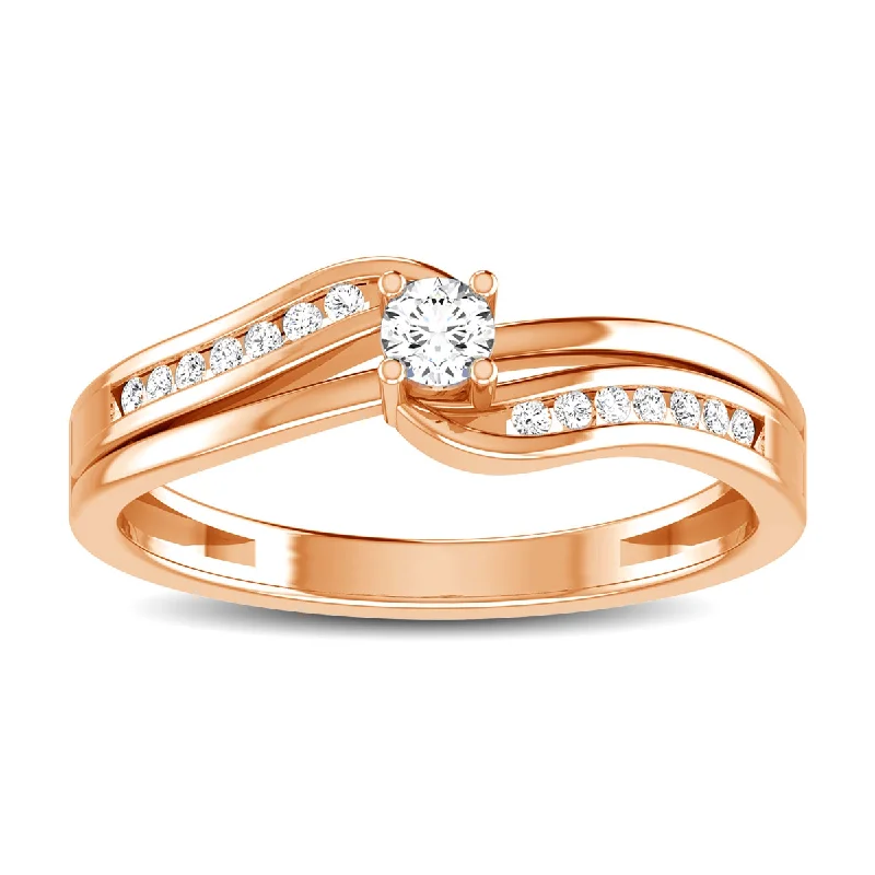 Engagement Rings-10K Rose Gold 1/5 Ct.Tw. Diamond Fashion Ring