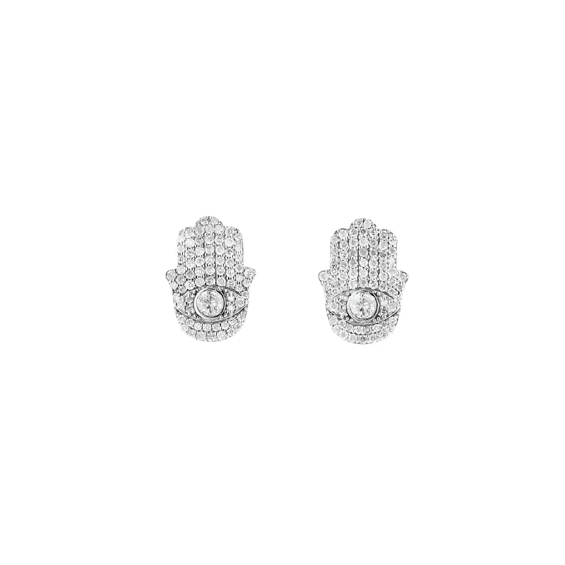 Colorful Hoop Earrings-Diamond Hamsa Stud Earrings   E0000523