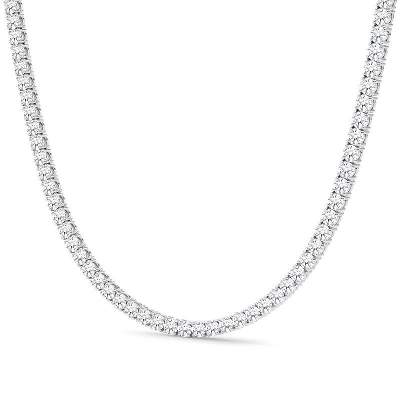 Classic Gold Necklaces-4 Prong Diamond Tennis Necklace