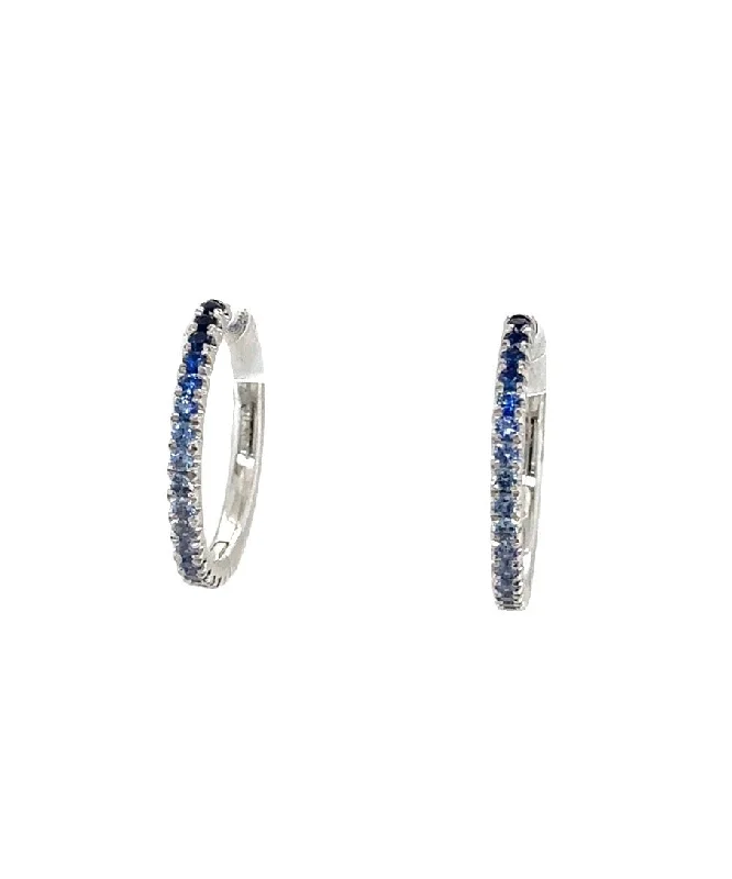 Iridescent Drop Earrings-Blue Sapphire Mini Hoop Earrings 257-JSA