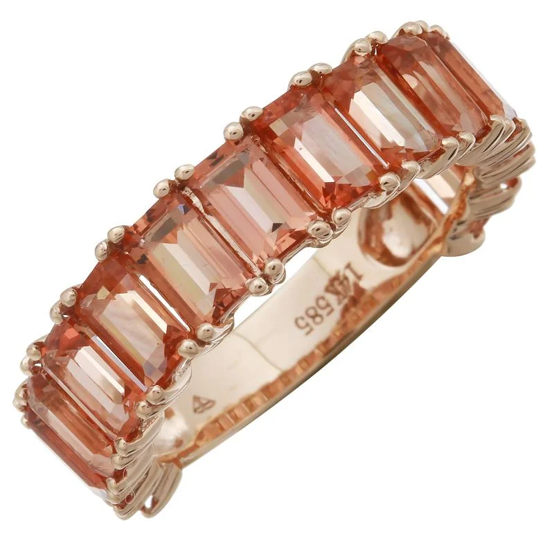 Geometric Engagement Rings-14K Rose Gold Sunstone Ring