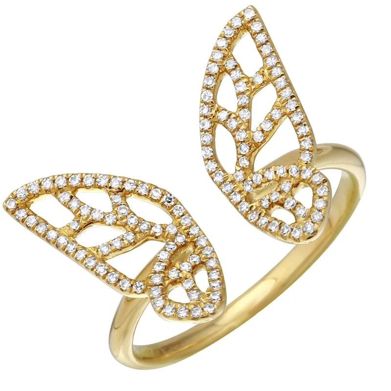 Men’s Gold Rings-14k Yellow Gold Open Diamond Butterfly Ring