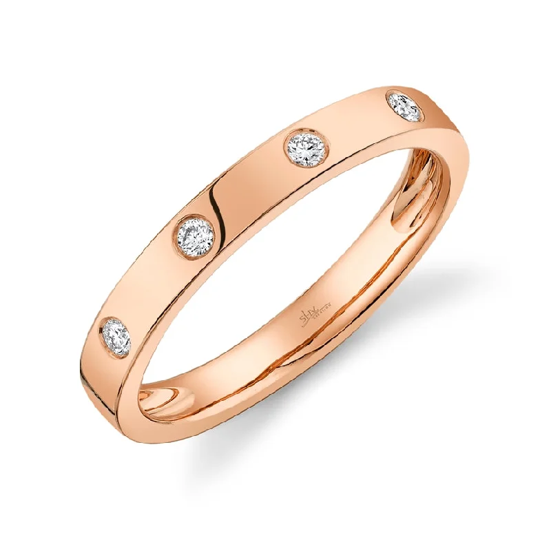 Custom Wedding Rings-14K Rose Gold Diamond High Polish Band