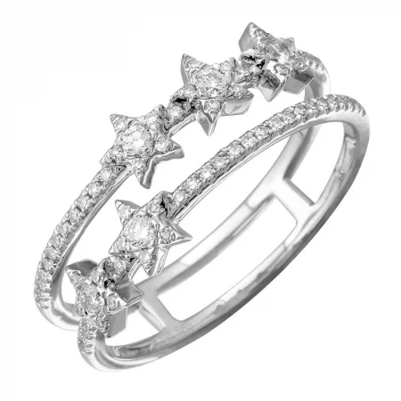 Eternity Rings-14K White Gold Diamond Star Double Row Ring