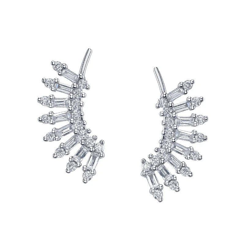 Natural Stone Earrings-Diamond Burst Climber Earrings