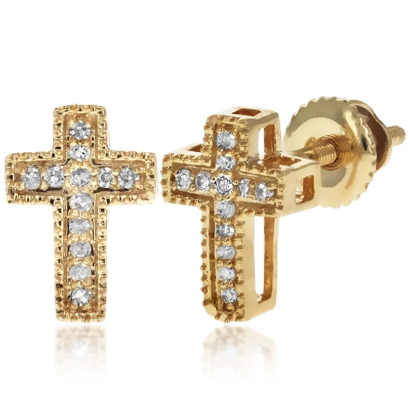 Classic Hoop Earrings-Diamond Cross Stud Earrings | 14k Gold